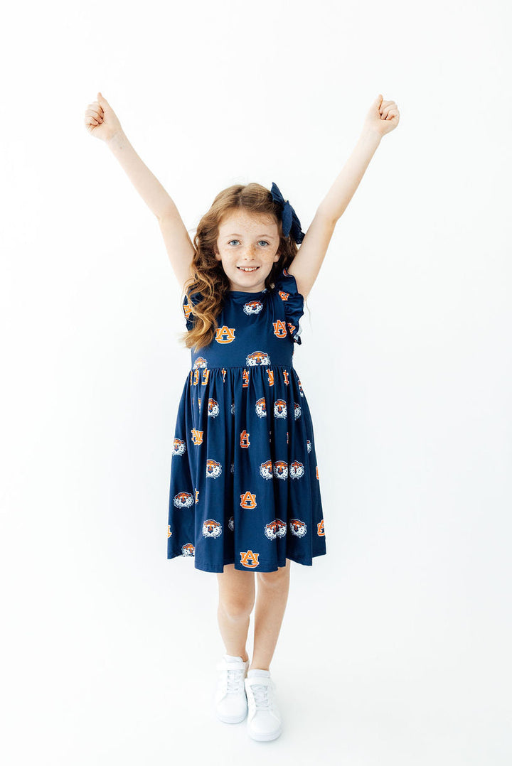 Auburn Blue Aubie Flutter Twirl Dress-Mila & Rose ®