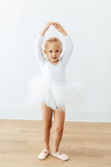 White Velvet L/S Tutu Leotard-Mila & Rose ®