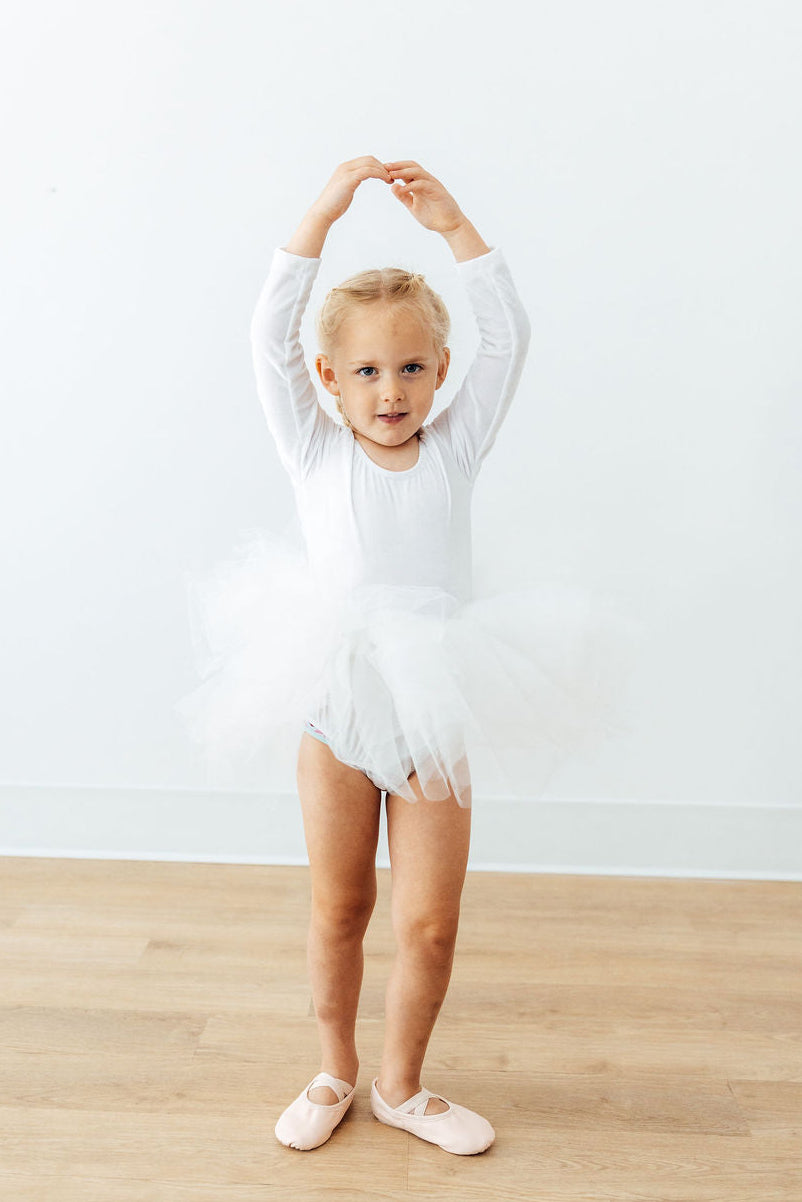 White Velvet L/S Tutu Leotard-Mila & Rose ®