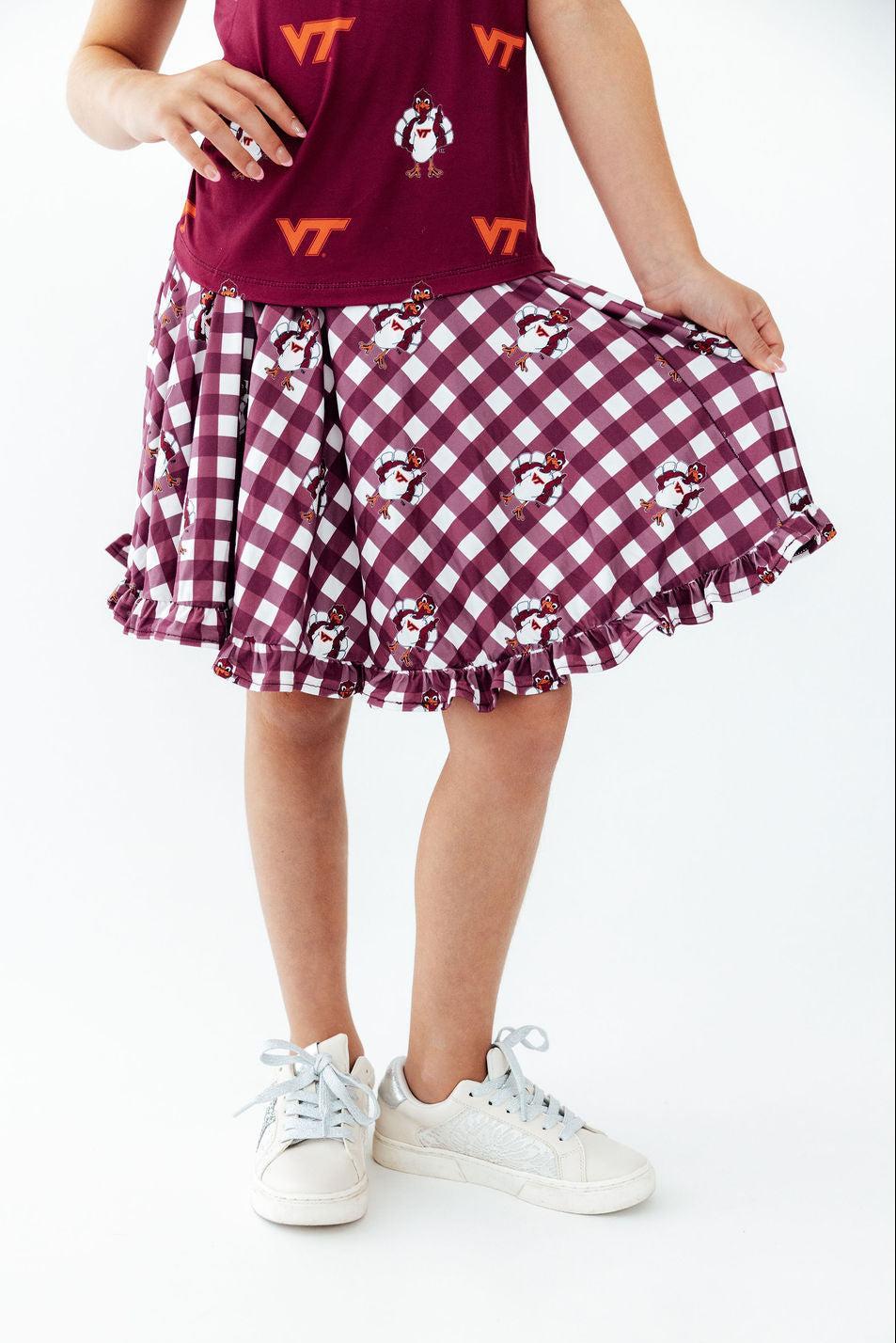 Virginia Tech Plaid Hokie Ruffle Twirl Skort-Mila & Rose ®