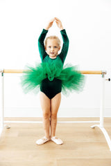 Hunter Green Velvet L/S Tutu Leotard-Mila & Rose ®