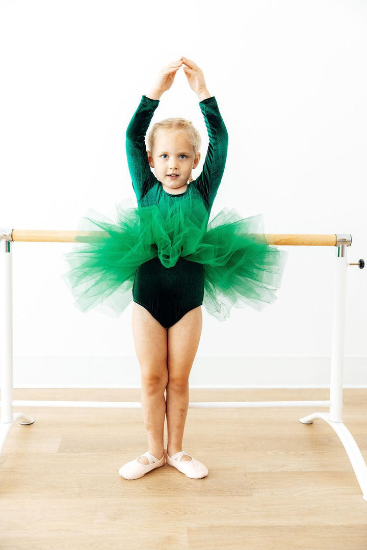 Hunter Green Velvet L/S Tutu Leotard-Mila & Rose ®