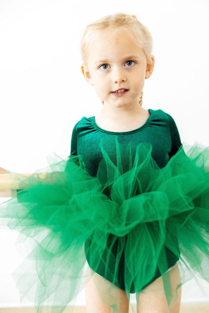 Hunter Green Velvet L/S Tutu Leotard-Mila & Rose ®
