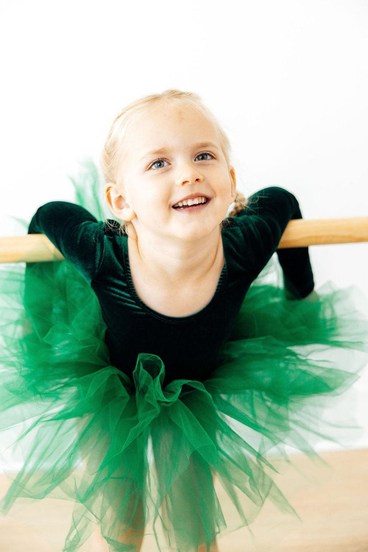 Hunter Green Velvet L/S Tutu Leotard-Mila & Rose ®
