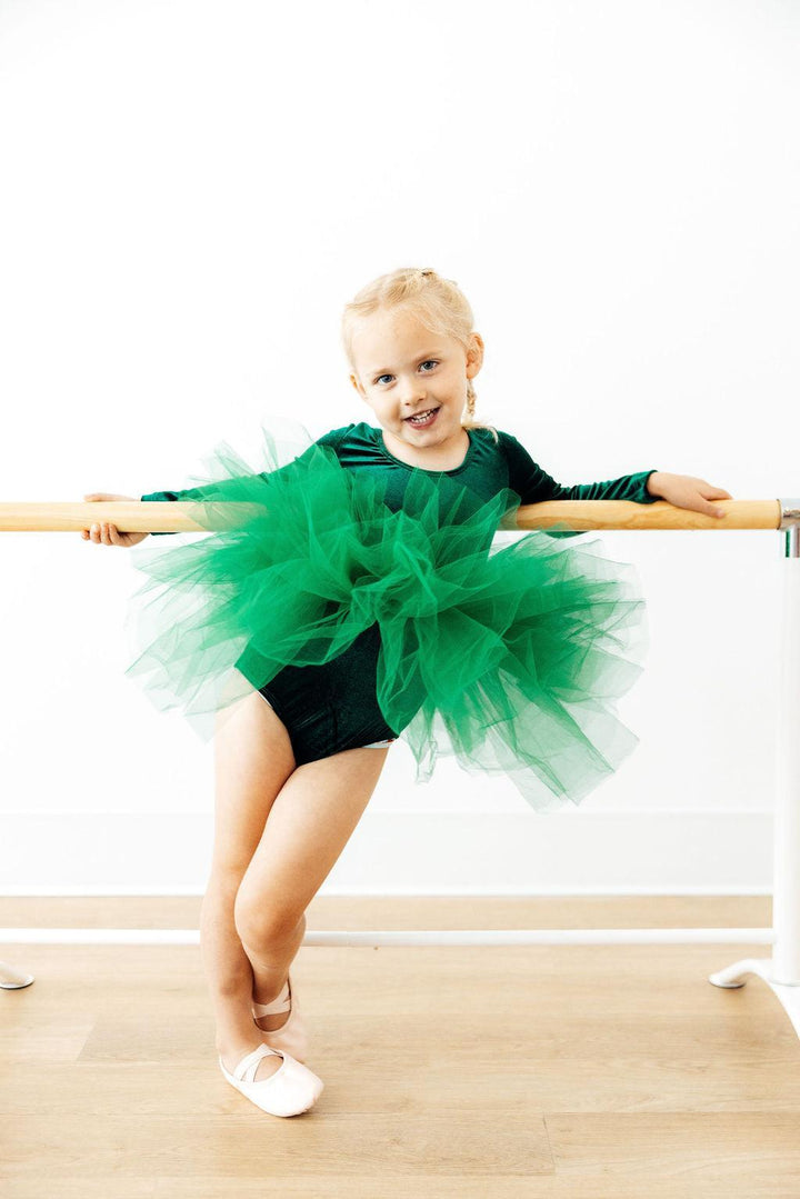 Hunter Green Velvet L/S Tutu Leotard-Mila & Rose ®