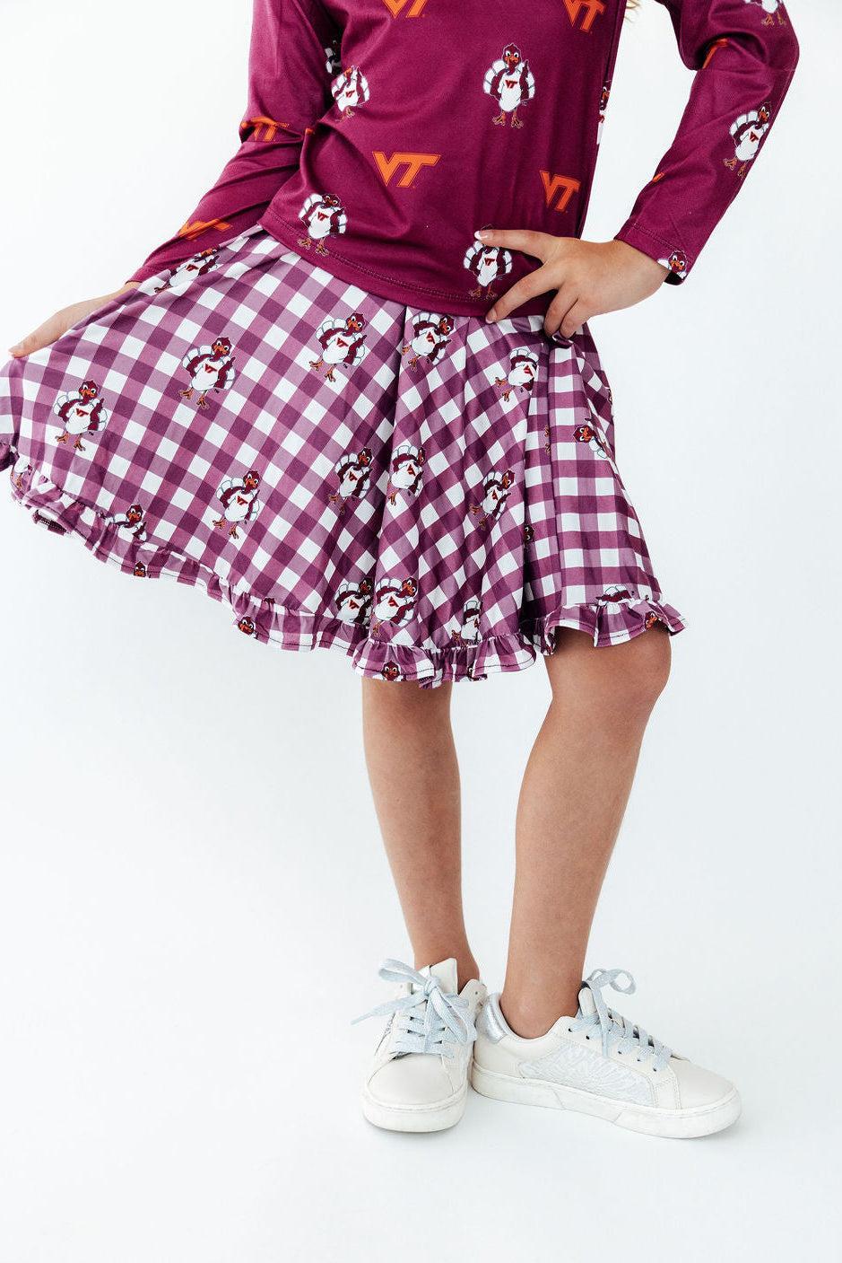 Virginia Tech Plaid Hokie Ruffle Twirl Skort-Mila & Rose ®