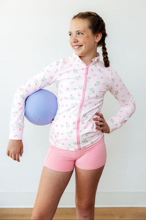 Graceful Garden Full-Zip Ruffle Active Jacket-Mila & Rose ®