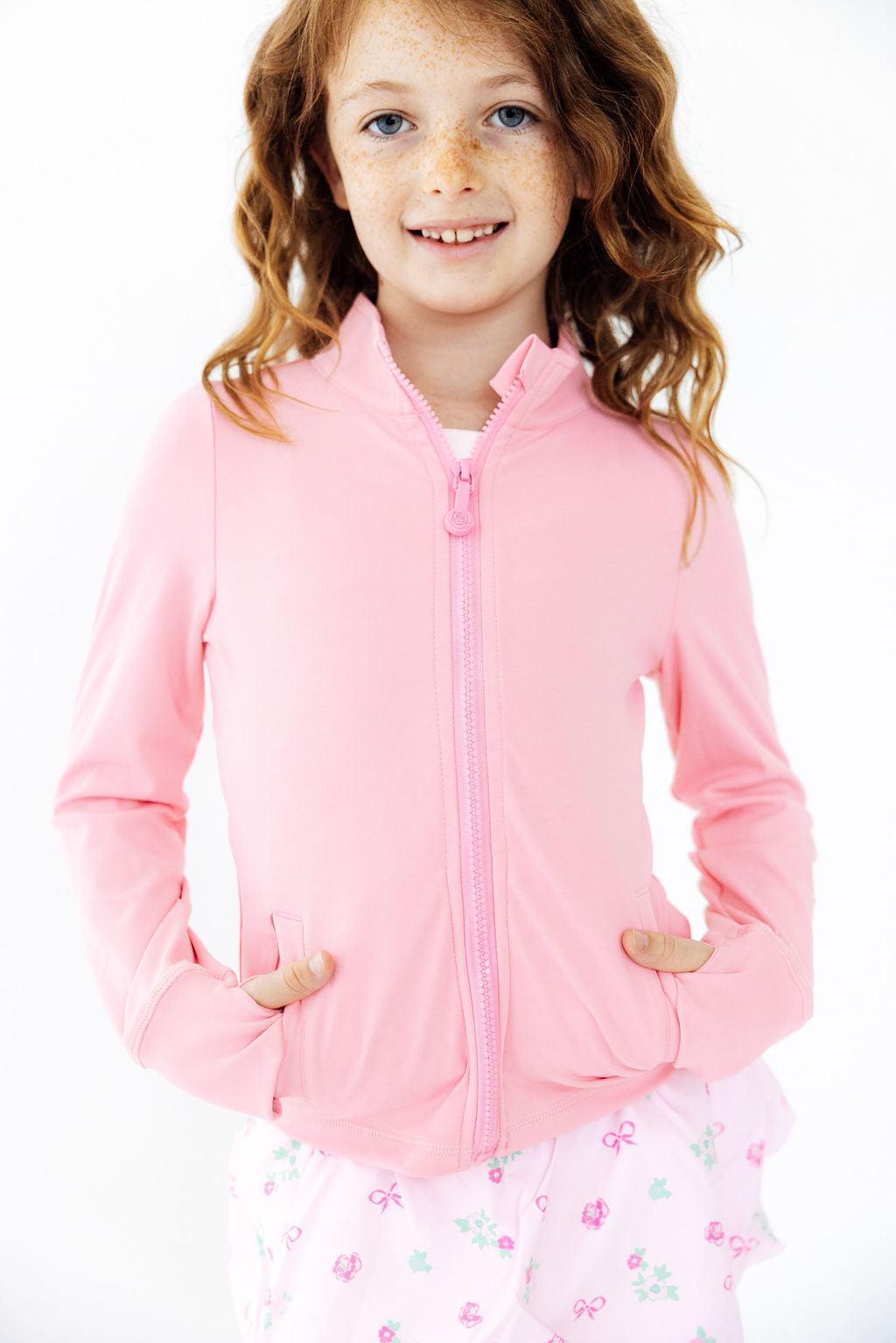 Preppy Pink Full-Zip Ruffle Active Jacket-Mila & Rose ®