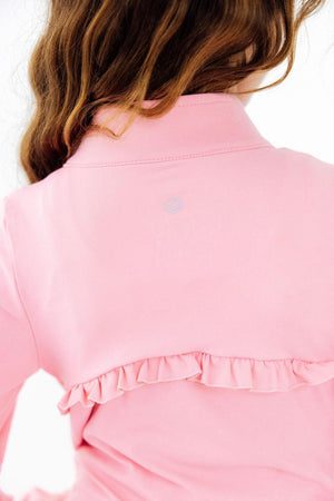 Preppy Pink Full-Zip Ruffle Active Jacket-Mila & Rose ®