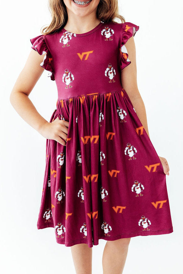 Virginia Tech Maroon Hokie Flutter Twirl Dress-Mila & Rose ®