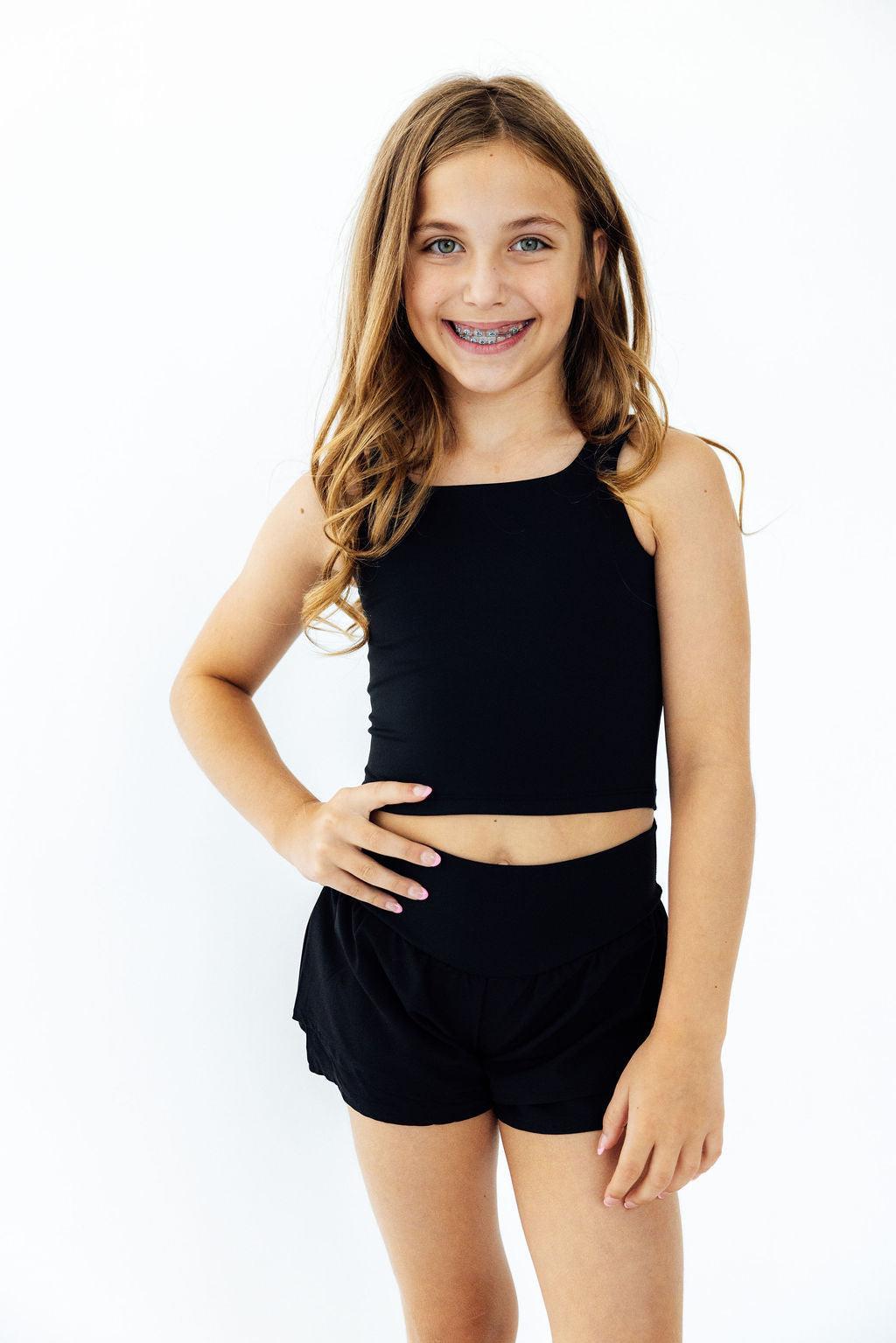 Balanced Black Active Flutter Shorts-Mila & Rose ®