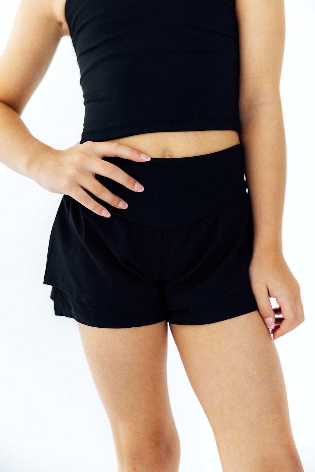 Balanced Black Active Flutter Shorts-Mila & Rose ®