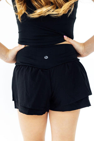 Balanced Black Active Flutter Shorts-Mila & Rose ®