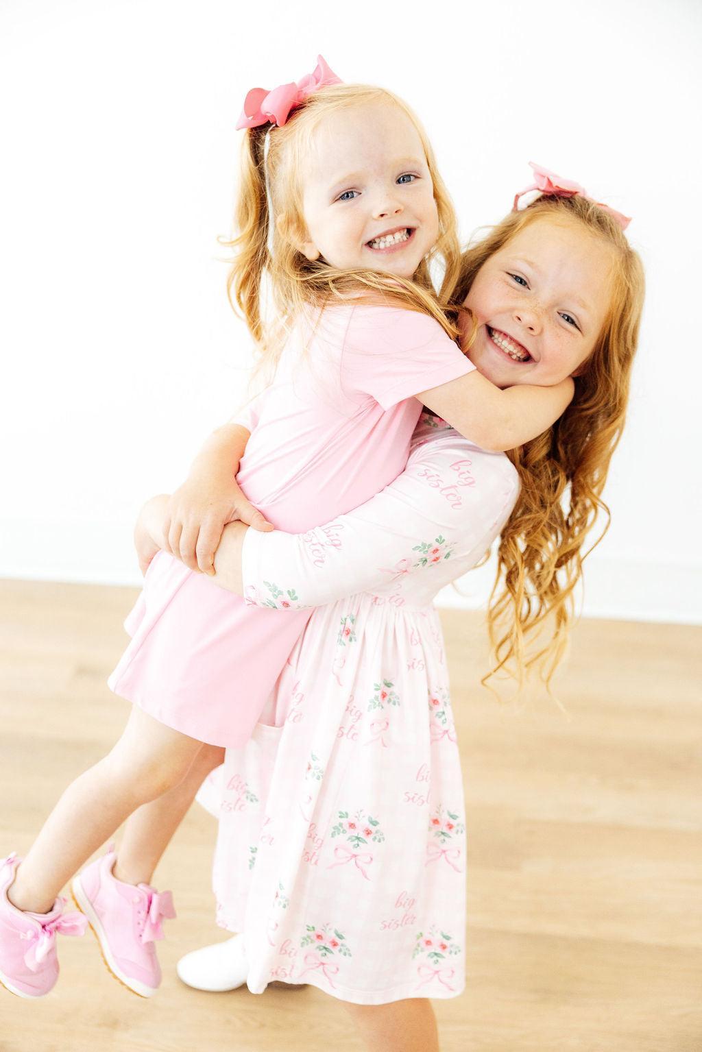 Big Sister Floral 3/4 Sleeve Pocket Twirl Dress-Mila & Rose ®