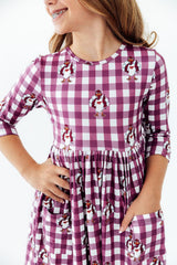 Virginia Tech Plaid Hokie 3/4 Sleeve Pocket Twirl Dress-Mila & Rose ®