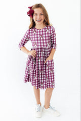 Virginia Tech Plaid Hokie 3/4 Sleeve Pocket Twirl Dress-Mila & Rose ®