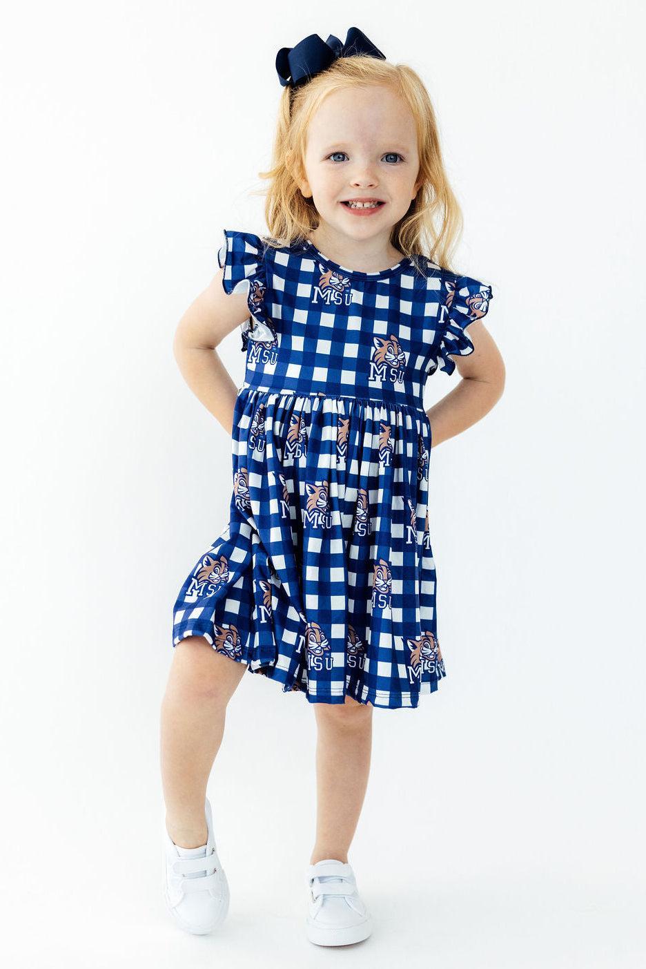 Montana State University Plaid Bobcat Flutter Twirl Dress-Mila & Rose ®