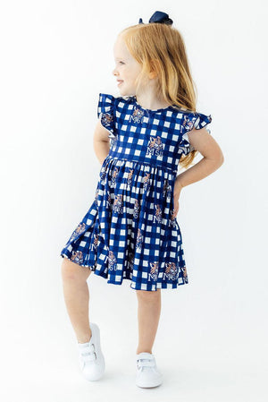 Montana State University Plaid Bobcat Flutter Twirl Dress