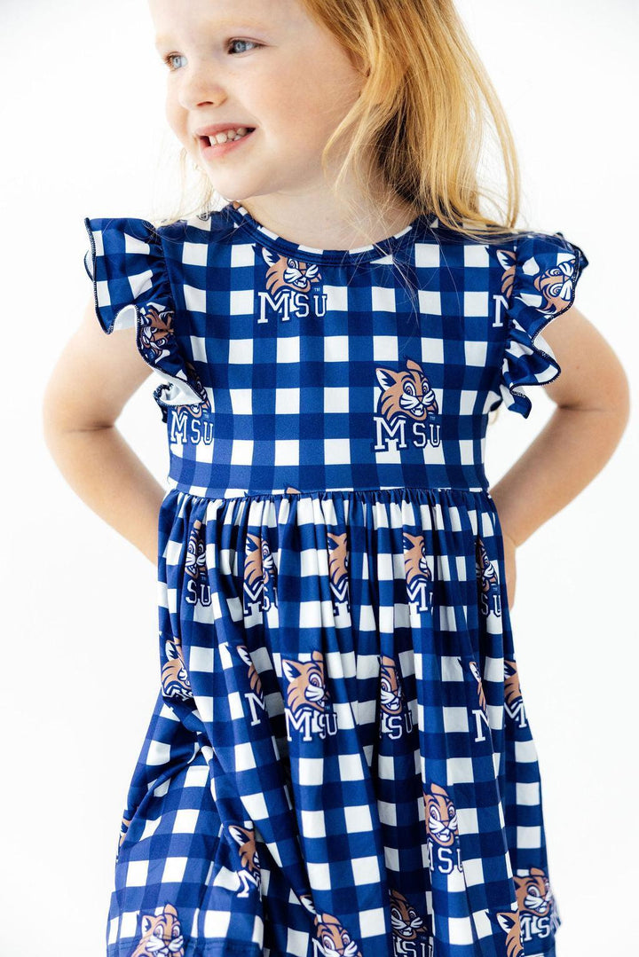 Montana State University Plaid Bobcat Flutter Twirl Dress-Mila & Rose ®