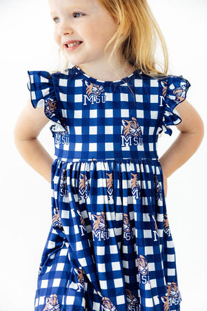 Montana State University Plaid Bobcat Flutter Twirl Dress