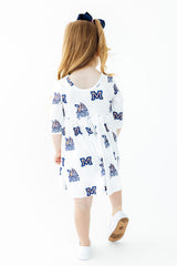 Montana State University White Bobcat 3/4 Sleeve Pocket Twirl Dress-Mila & Rose ®