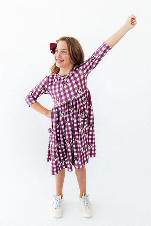 Virginia Tech Plaid Hokie 3/4 Sleeve Pocket Twirl Dress-Mila & Rose ®