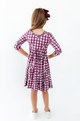 Virginia Tech Plaid Hokie 3/4 Sleeve Pocket Twirl Dress-Mila & Rose ®