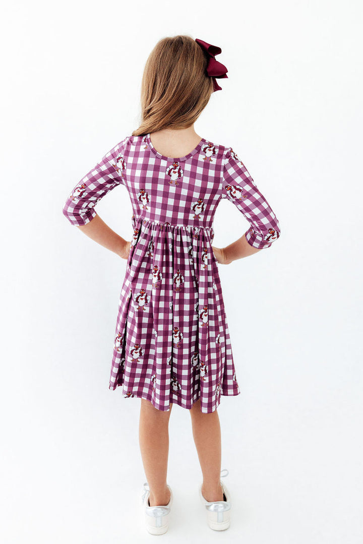 Virginia Tech Plaid Hokie 3/4 Sleeve Pocket Twirl Dress-Mila & Rose ®