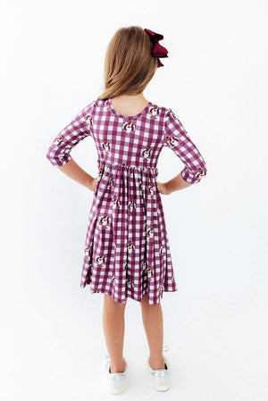 Virginia Tech Plaid Hokie 3/4 Sleeve Pocket Twirl Dress-Mila & Rose ®