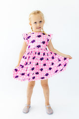 TCU Pink Gingham Frog Flutter Twirl Dress-Mila & Rose ®