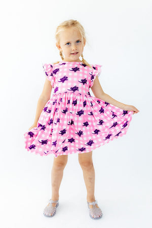 TCU Pink Gingham Frog Flutter Twirl Dress-Mila & Rose ®