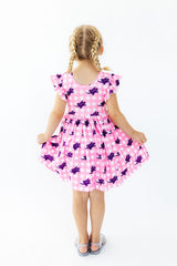 TCU Pink Gingham Frog Flutter Twirl Dress-Mila & Rose ®