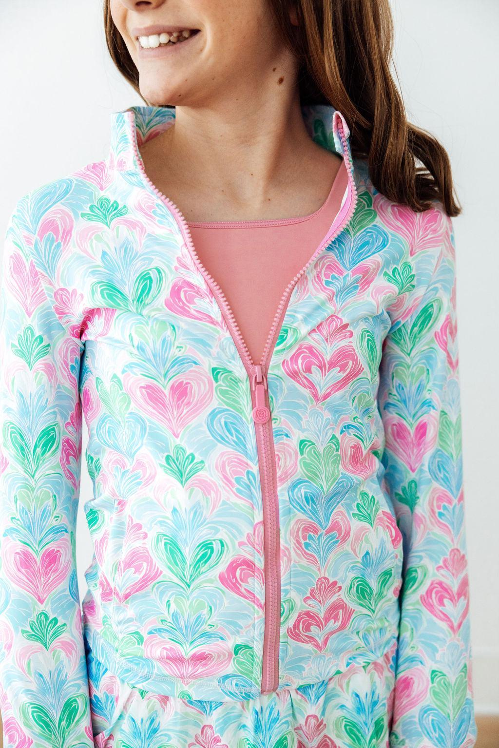 Happy Hearts Full-Zip Ruffle Active Jacket-Mila & Rose ®