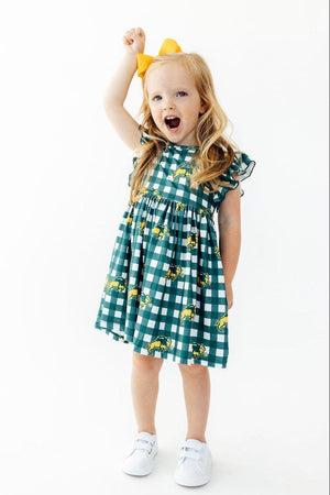 North Dakota State University Plaid Bison Flutter Twirl Dress