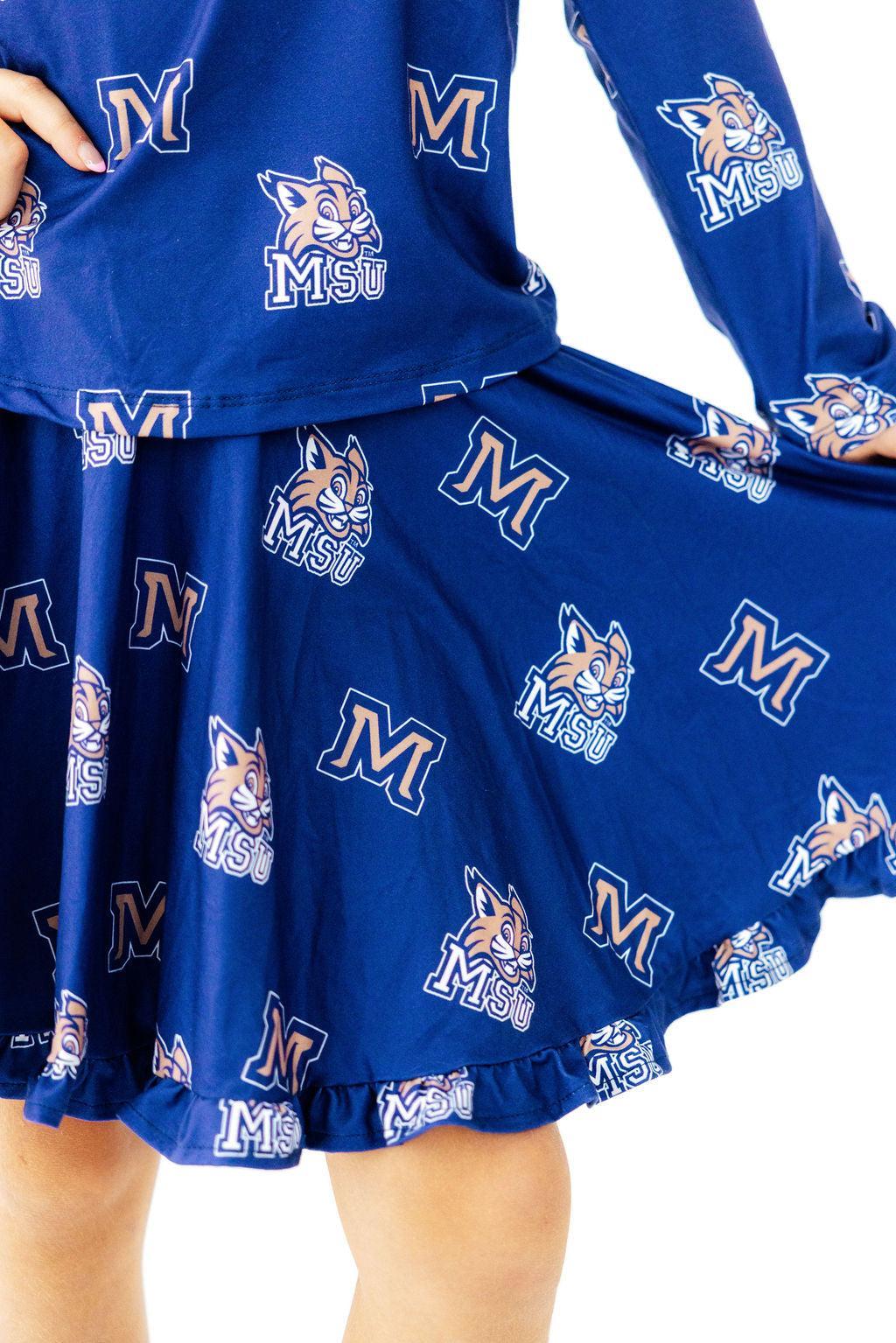 Montana State University Blue Bobcat Ruffle Twirl Skort-Mila & Rose ®