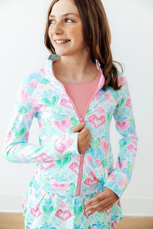 Happy Hearts Full-Zip Ruffle Active Jacket-Mila & Rose ®