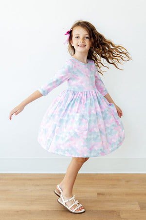 Mermaid Magic 3/4 Sleeve Pocket Twirl Dress-Mila & Rose ®