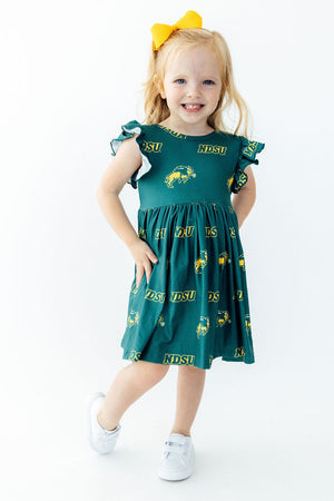 North Dakota State University Green Bison Flutter Twirl Dress-Mila & Rose ®