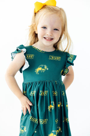 North Dakota State University Green Bison Flutter Twirl Dress-Mila & Rose ®