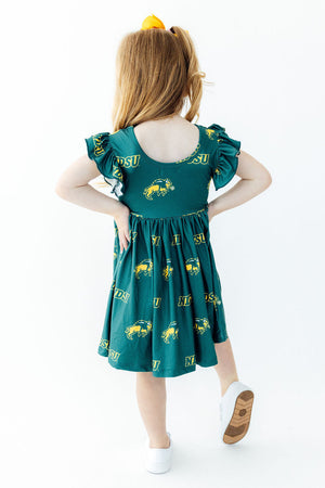 North Dakota State University Green Bison Flutter Twirl Dress-Mila & Rose ®
