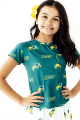 North Dakota State University Green Bison Ruffle Pocket Tee-Mila & Rose ®