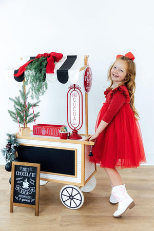 Red Shimmer 3/4 Sleeve Tutu Dress