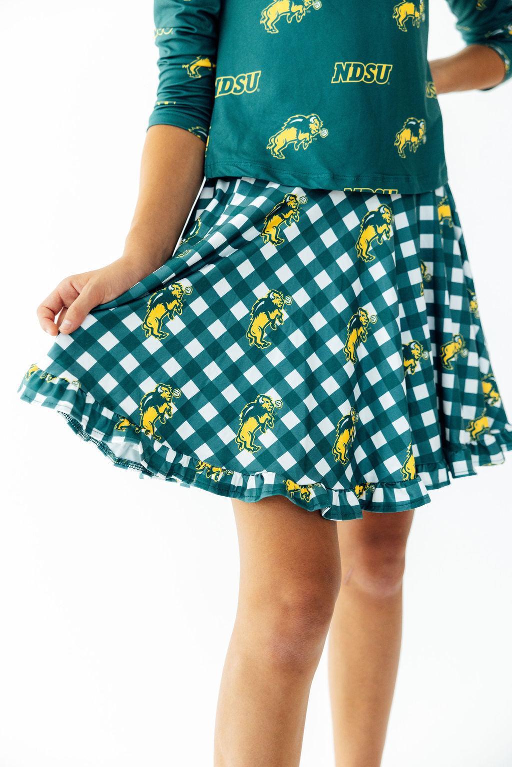 North Dakota State University Plaid Bison Ruffle Twirl Skort