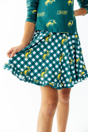 North Dakota State University Plaid Bison Ruffle Twirl Skort