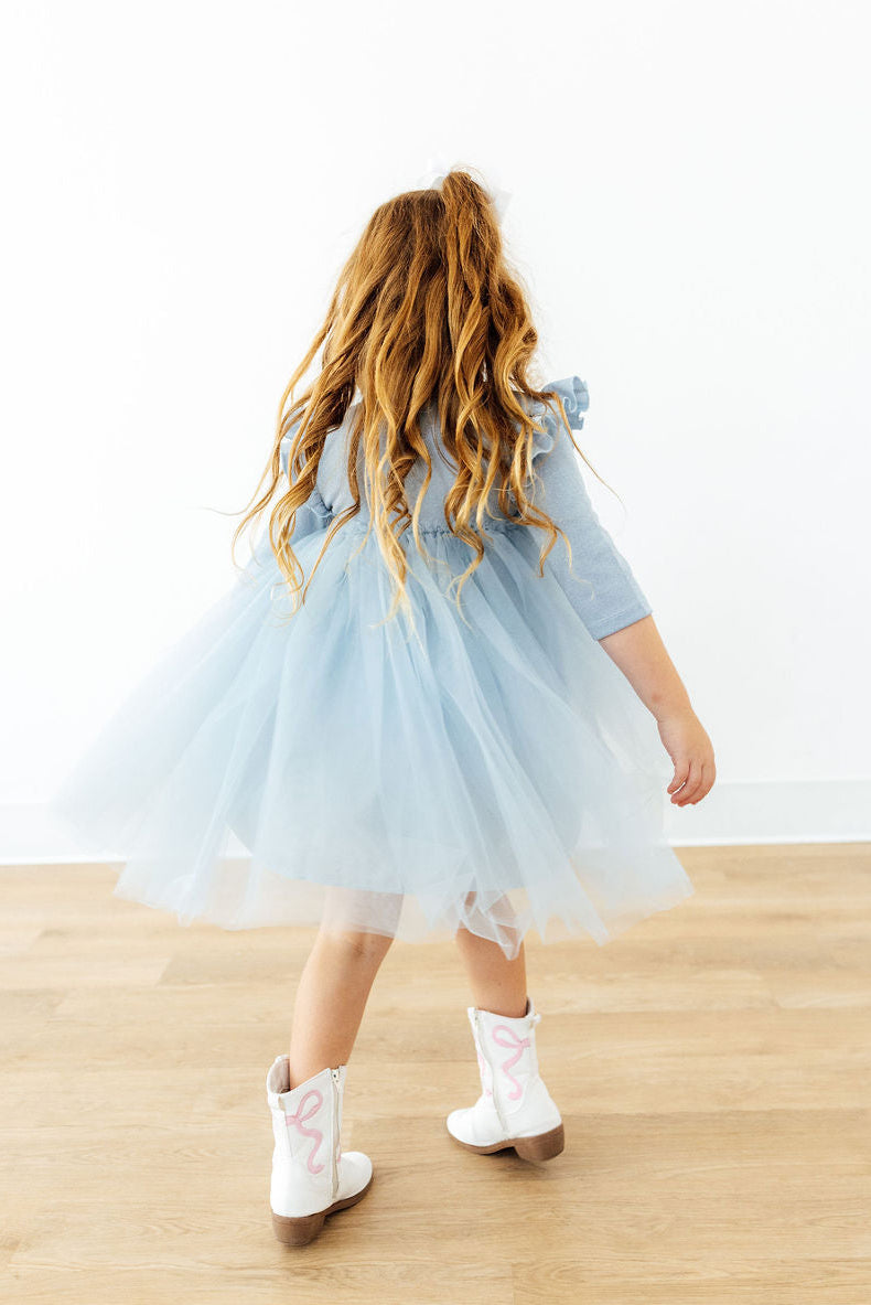 Bluebird Shimmer 3/4 Sleeve Tutu Dress-Mila & Rose ®