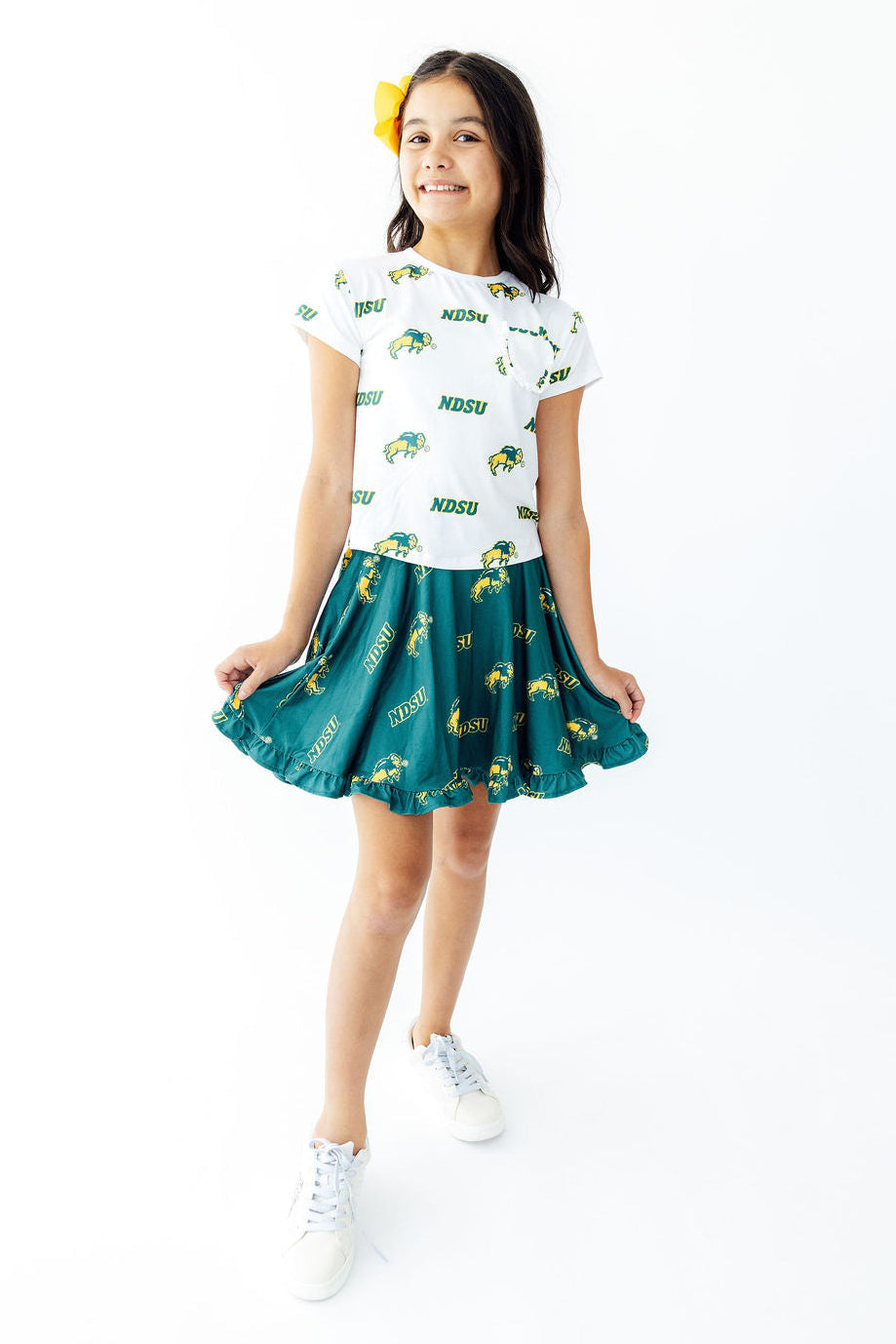 North Dakota State University Green Bison Ruffle Twirl Skort-Mila & Rose ®