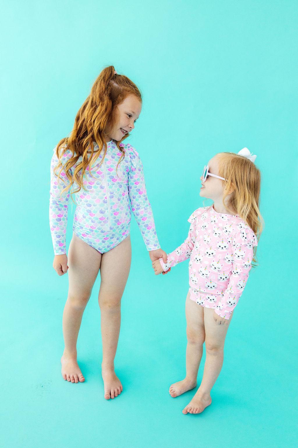 Mermaid Scales L/S Flutter One-Piece Swimsuit-Mila & Rose ®