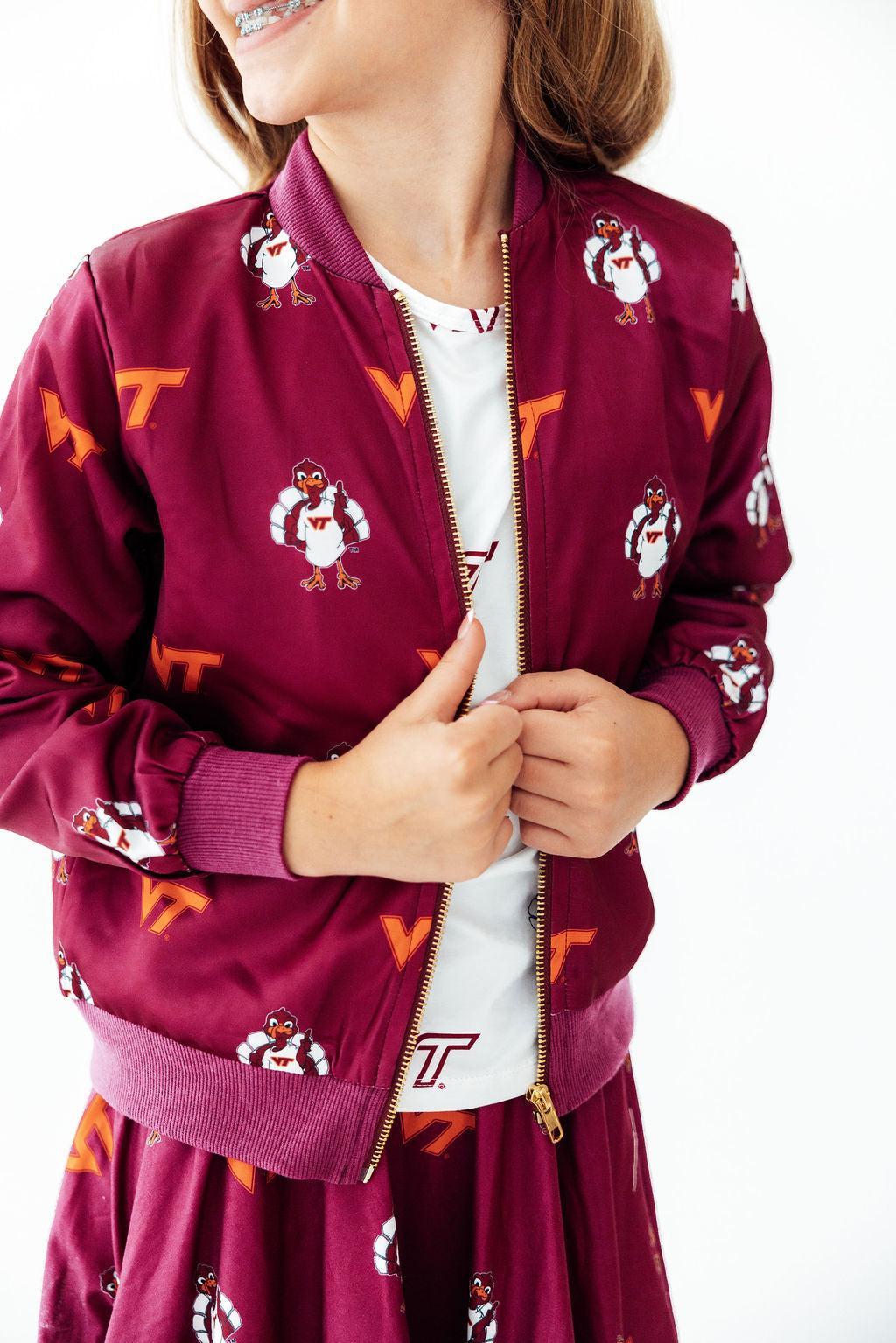 Virginia Tech Maroon Hokie Satin Jacket-Mila & Rose ®