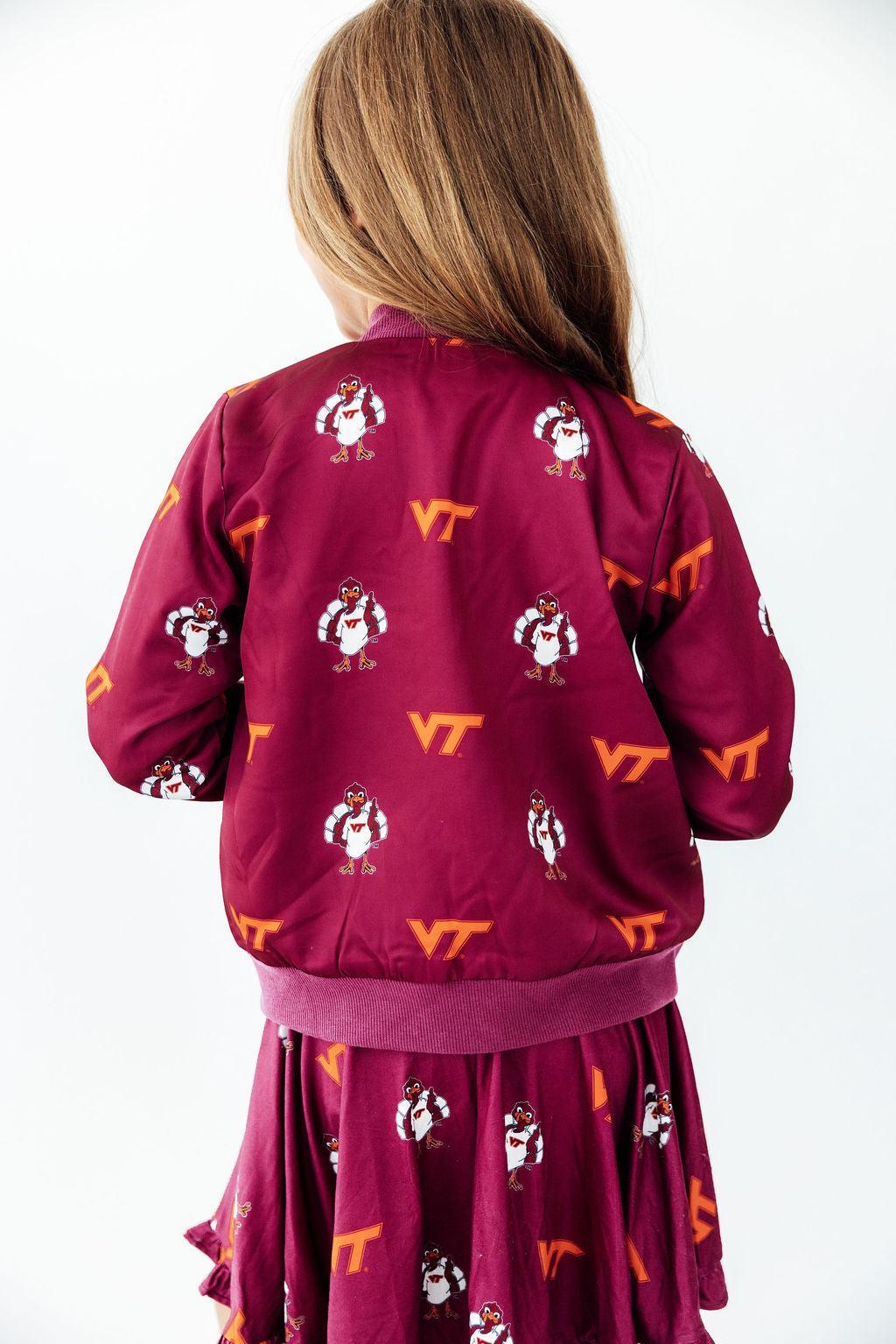 Virginia Tech Maroon Hokie Satin Jacket-Mila & Rose ®