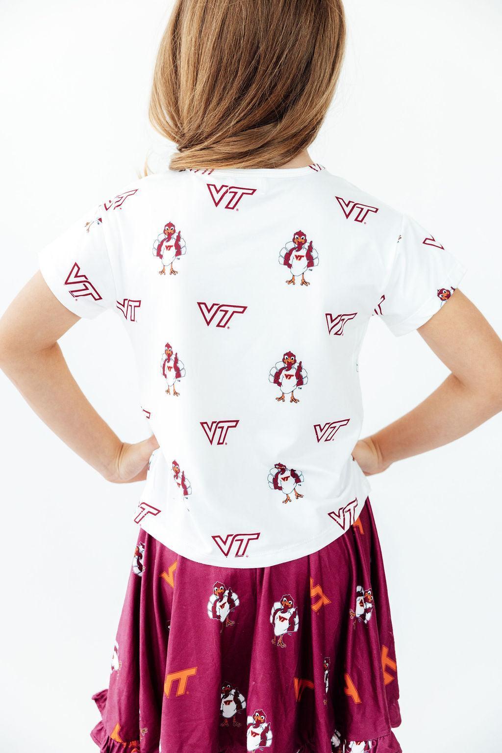 Virginia Tech White Hokie Ruffle Pocket Tee-Mila & Rose ®
